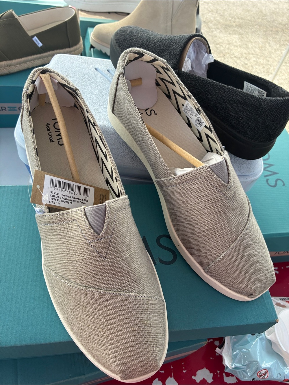 Toms Women's Slip-On Moccasins in Light Taupe